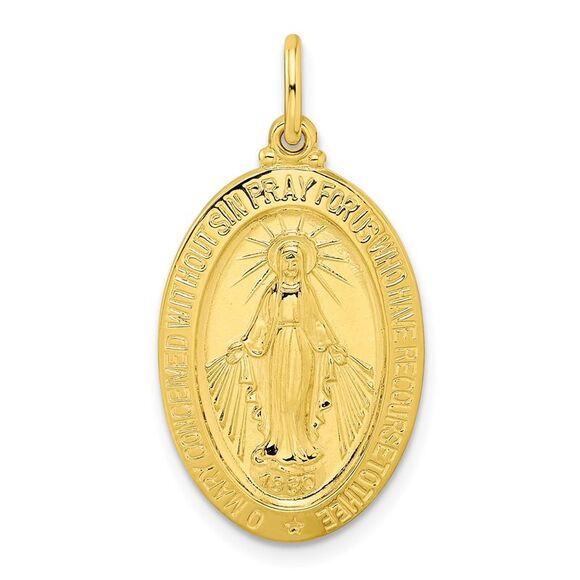 Kazi Luxury Silver Yellow Gold-tone Polished Solid Virgin Mary Medal Pendant
